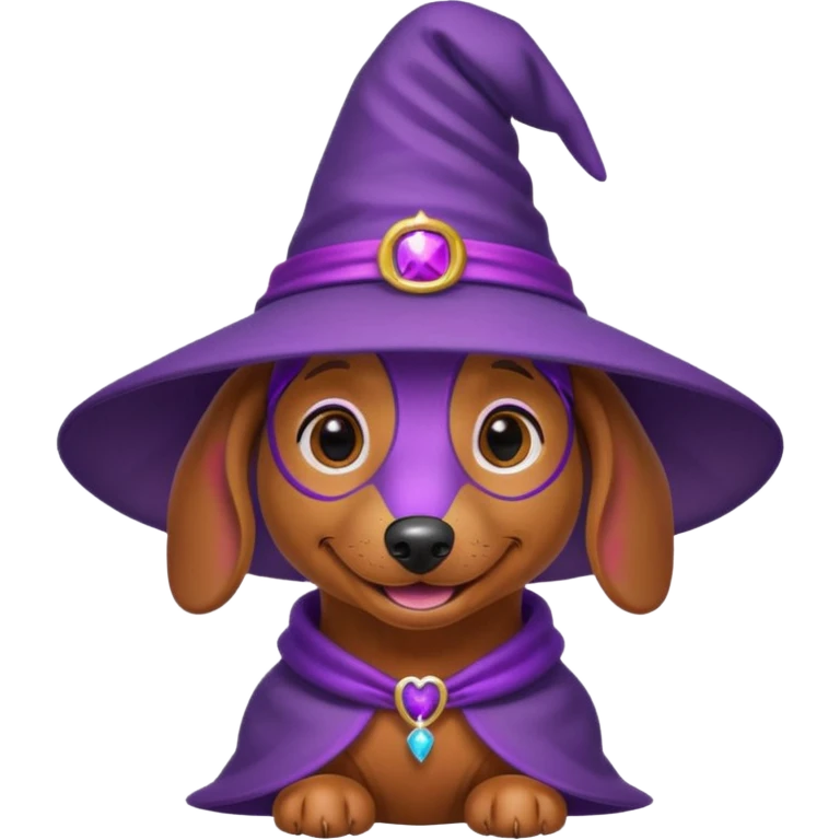 Dachshund dog wear purple wicth hat emoji