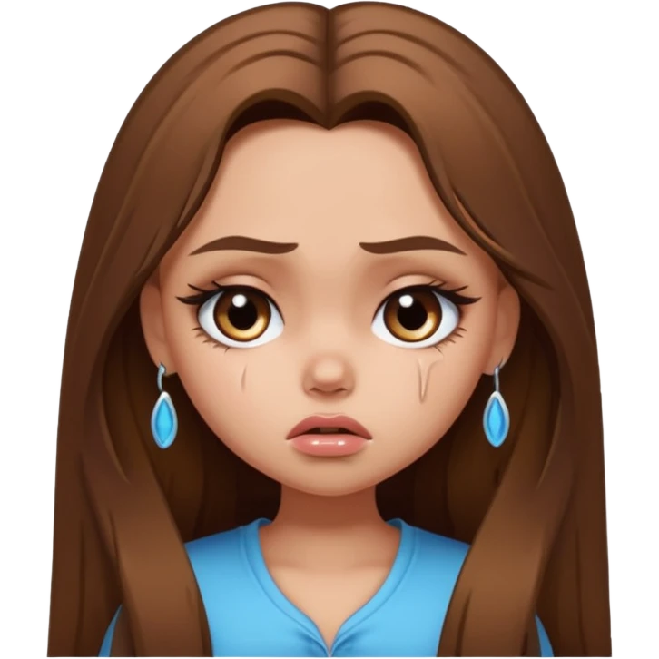 sad pretty bratz baddie, long brown hair emoji