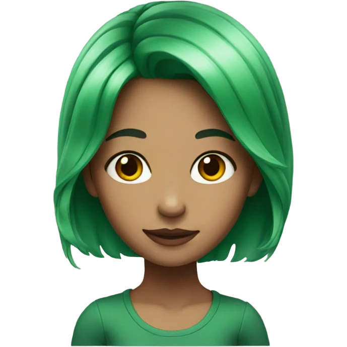 realistic girl with green hair emoji