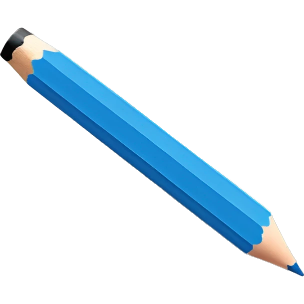 Blue size pencil on White background emoji