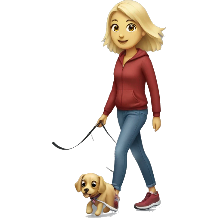 Blonde girl walking her dog emoji