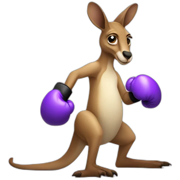 Kangaroo with purple boxing gloves   emoji