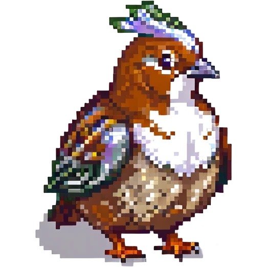 bobwhite quail, blocky and retro pixel art style emoji
