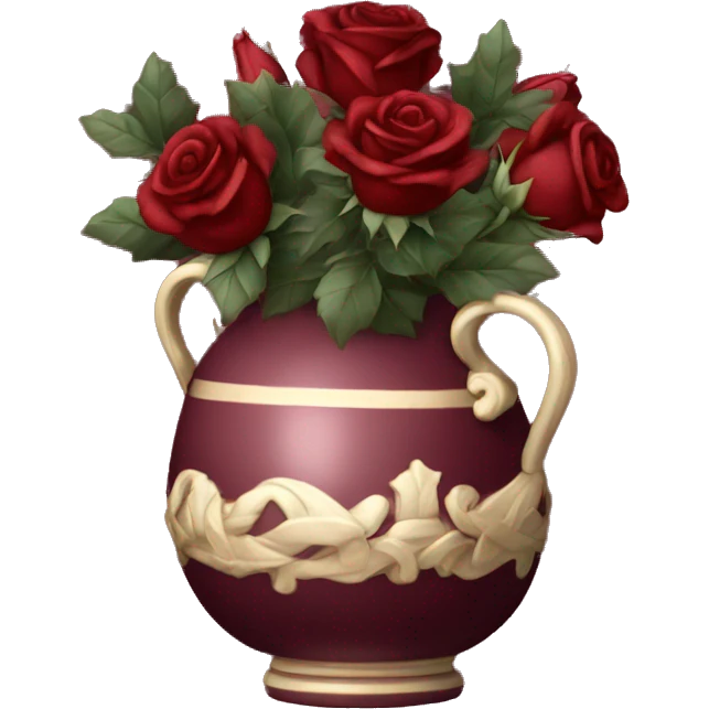 maroon Christmas vase with roses emoji