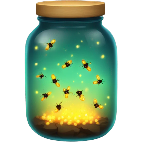 glowing jar filled with glowing fire flies emoji