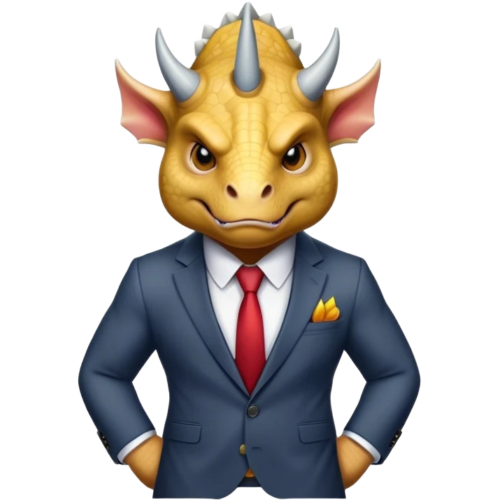 angry face of a triceratops in a suit emoji