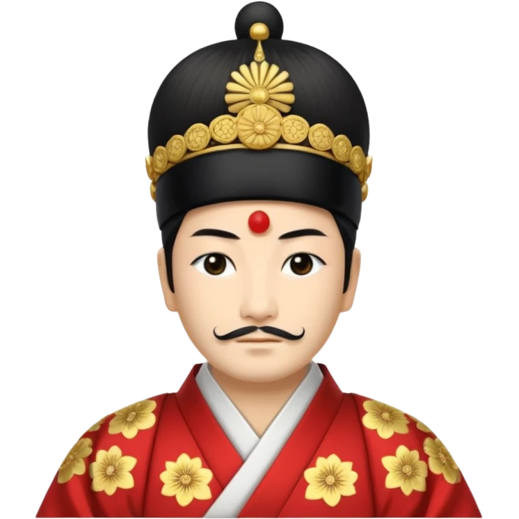Japanese emperor, Edo period, wearing ceremonial ho and kanmuri, regal pose emoji