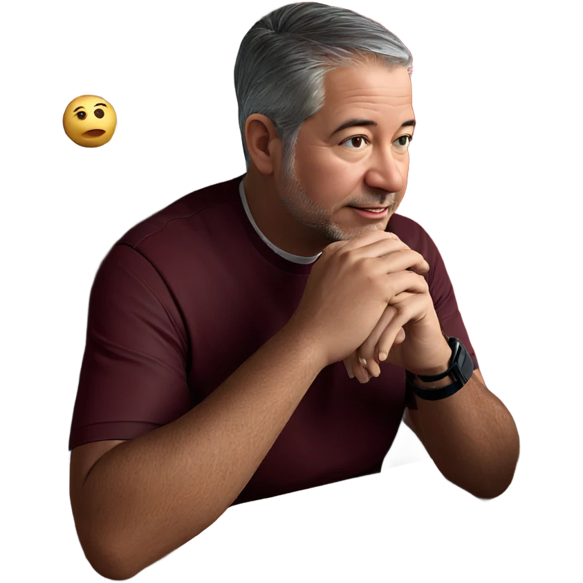 contemplative moment with food emoji