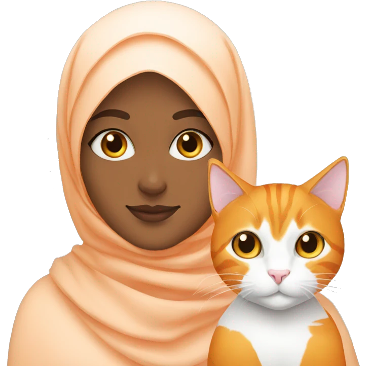 Hijabi girl with orange cat and white cat emoji