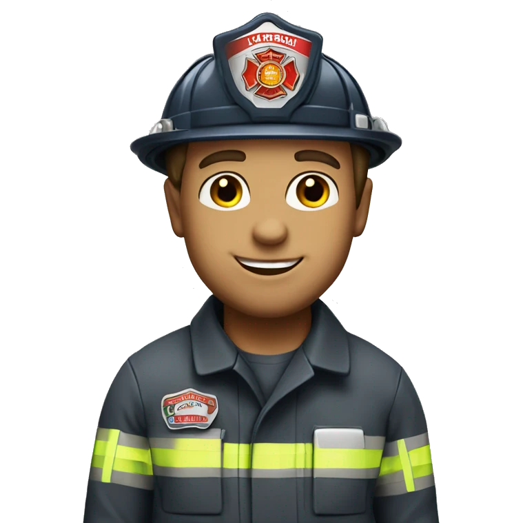 caucasian firefighter with nametag smith emoji