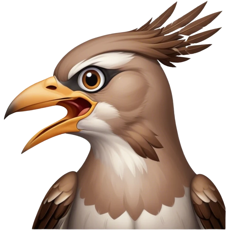 A mocking bird yelling fore emoji