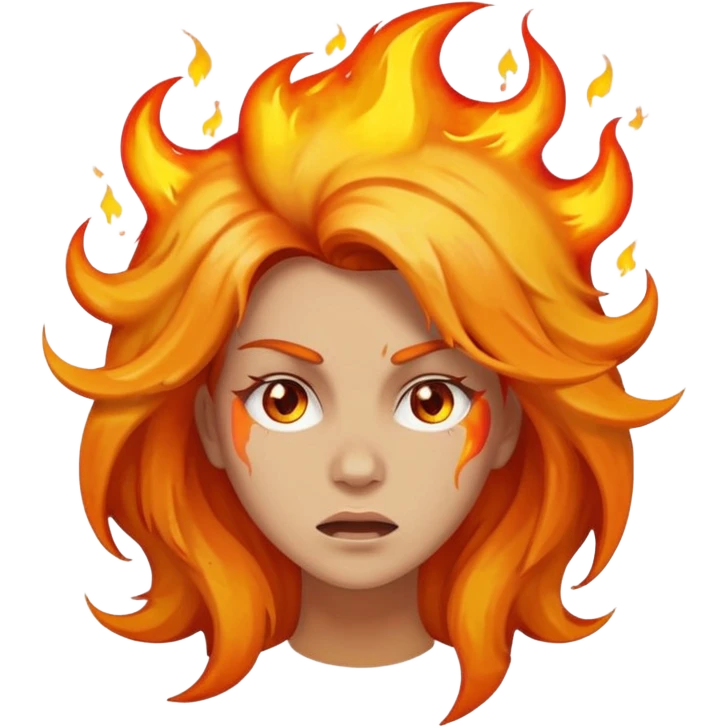 Woman with hair on fire freaking out with stress emoji