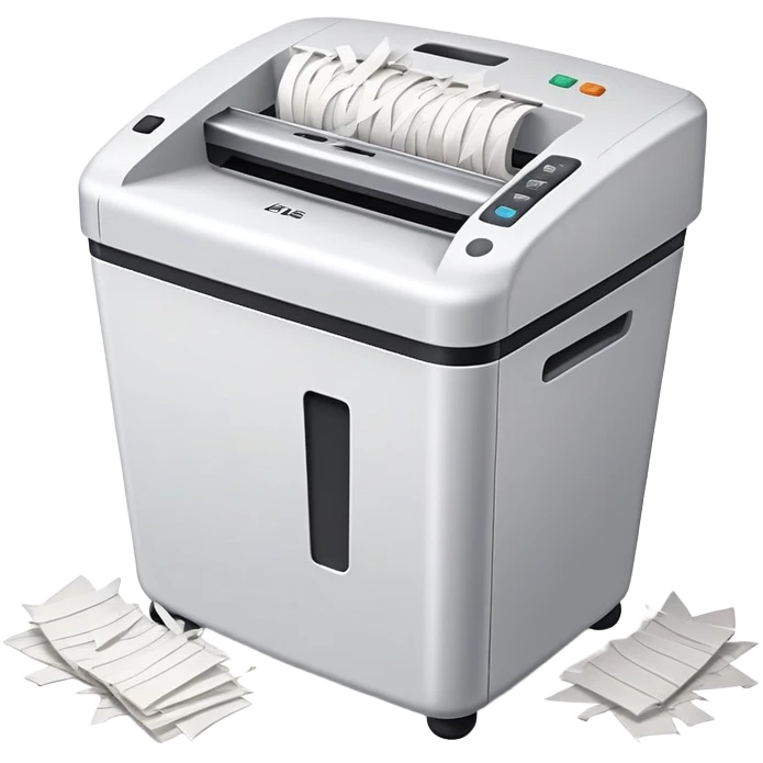 office paper shredder with paper being shredded emoji