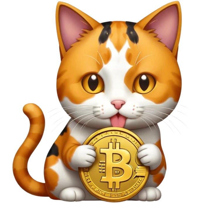 Cat eating bitcoin emoji