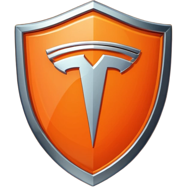 orange teslas logo shaped like a shield candy emoji