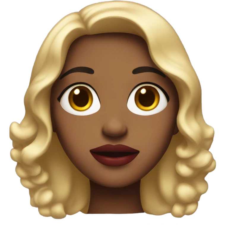 Girl slightly wavy hair with lipstick emoji