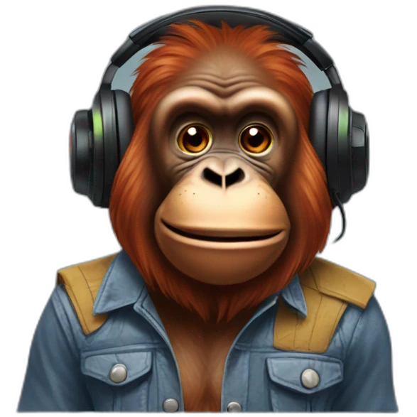 orangutan with a gaming headset emoji