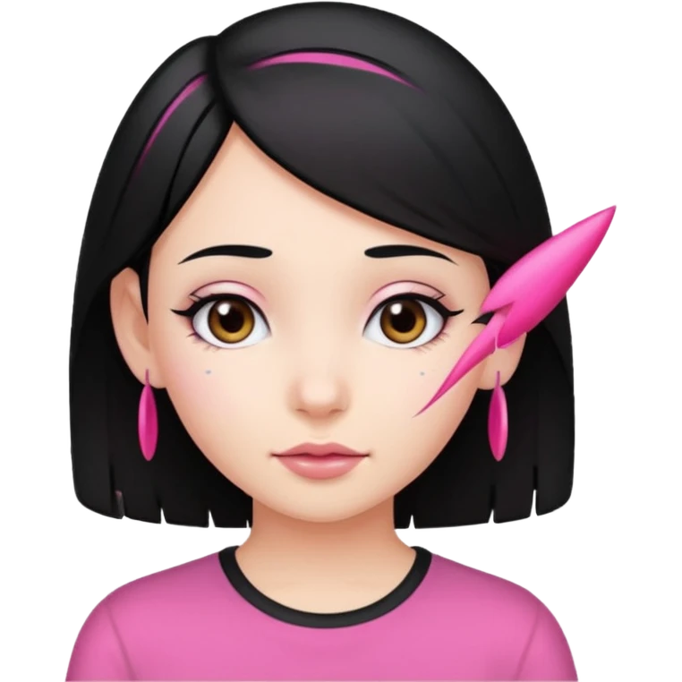 girl with black hair and pink streak by ear emoji
