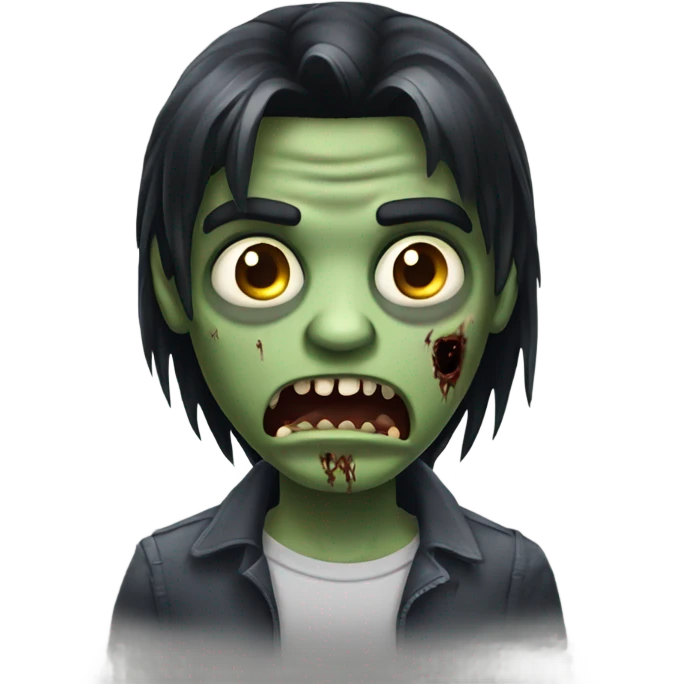 scary boy zombie with medium long dark hair emoji
