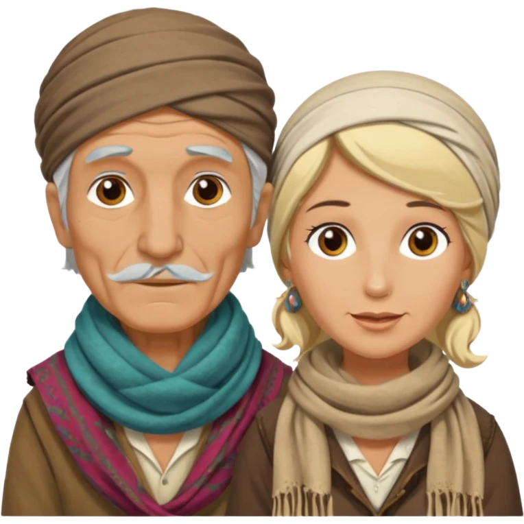Elderly male gypsy and blonde female gypsy emoji