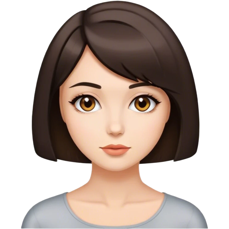 beautiful brunette woman with a bob haircut posing emoji