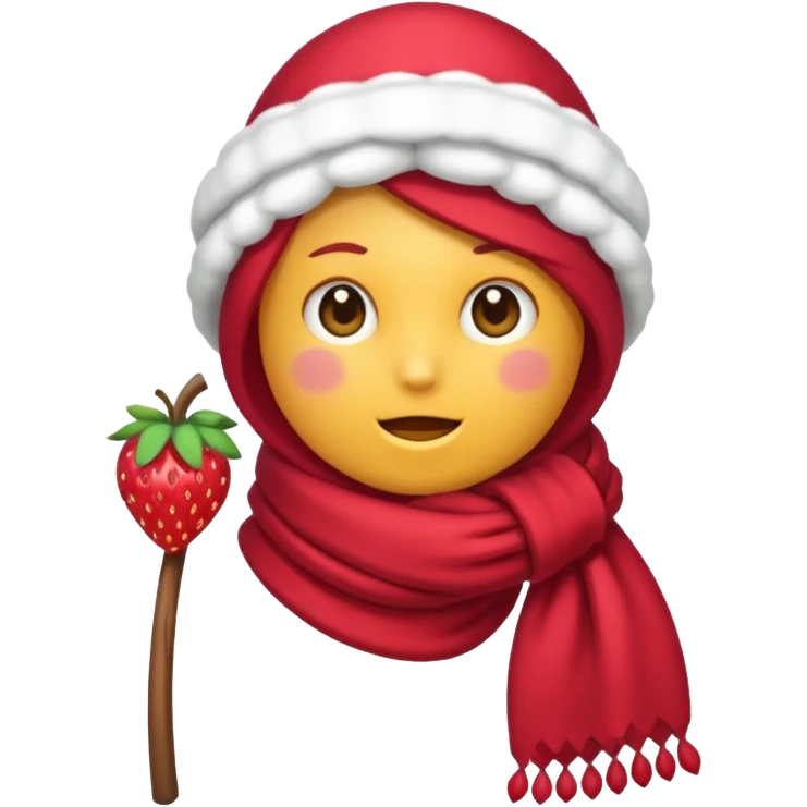 una fresa simpatica con bufanda y abrigada contra el frio emoji