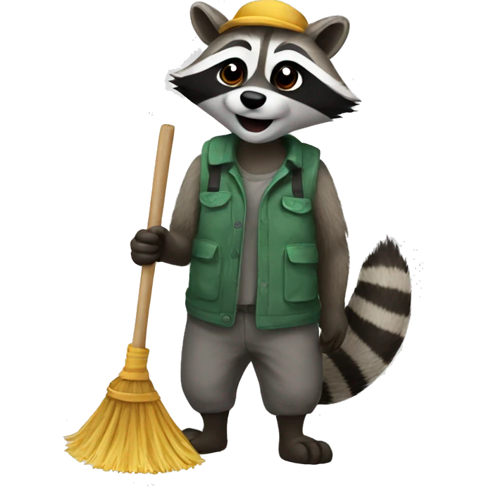Raccoon with broom emoji