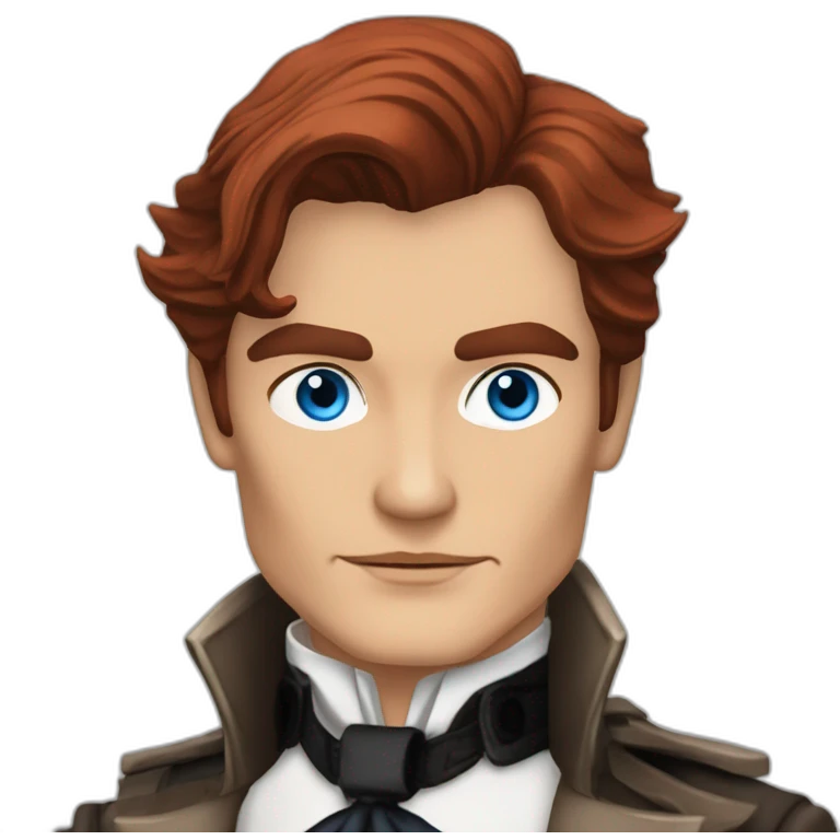 Alain delon steampunk detective blue eyes red hair emoji