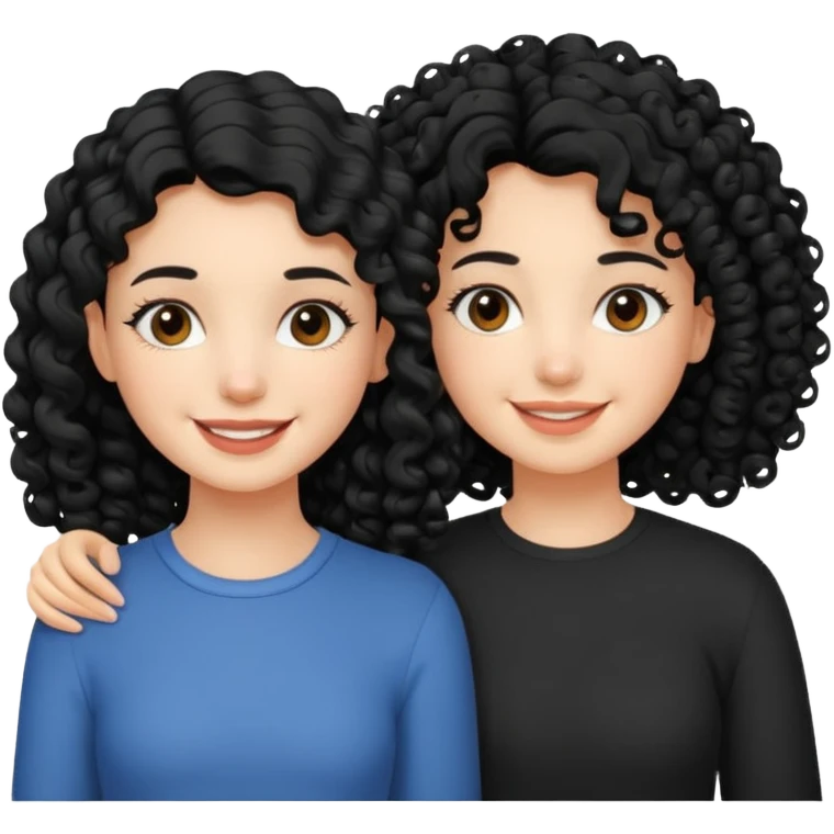 a pretty bratz fair girl with curly black hair with another girl bestfriend emoji
