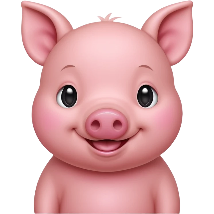 Smiling Piglet – standing with round cheeks and happy face emoji