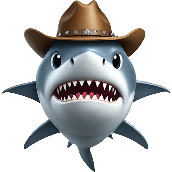 Shark with cowboy hat and small arms emoji