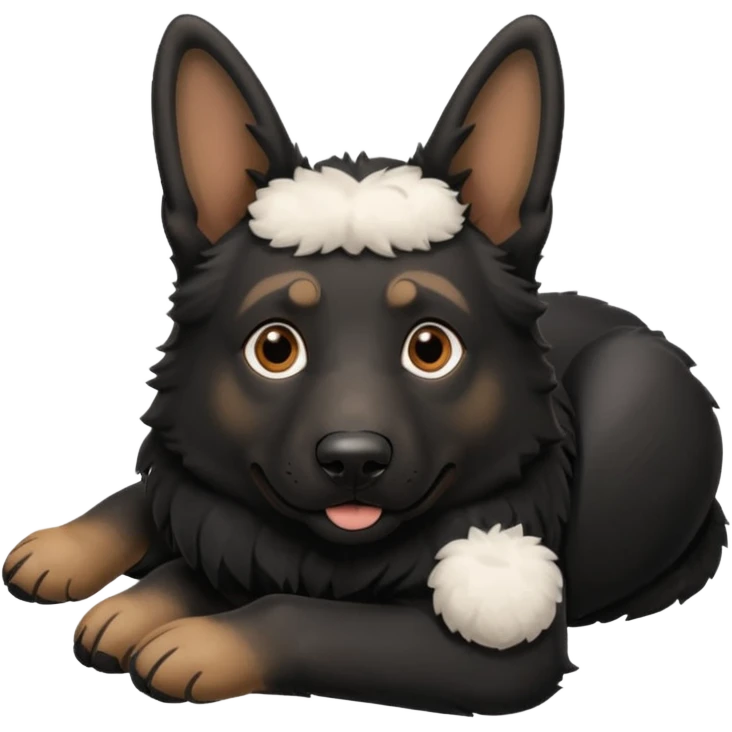 mostly black german shepherd lying on back emoji