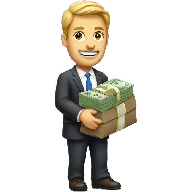 Businessman carrying money stacks emoji