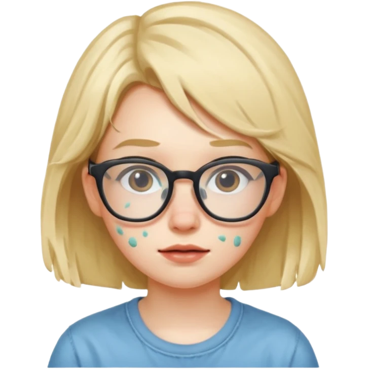 nerd messy girl with acne and glasses emoji