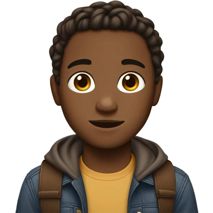 Boy with brown skin, braids brown eyes a little chubby but mostly skinny emoji