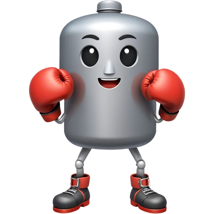 A cartoon-style anthropomorphic train with boxing gloves emoji