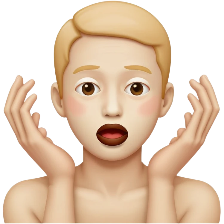 a person miming choking themself emoji