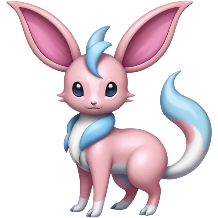 Colorful Shiny Exotic Cresselia-Sylveon-Minccino-Fakémon-hybrid-creature (full body)  emoji