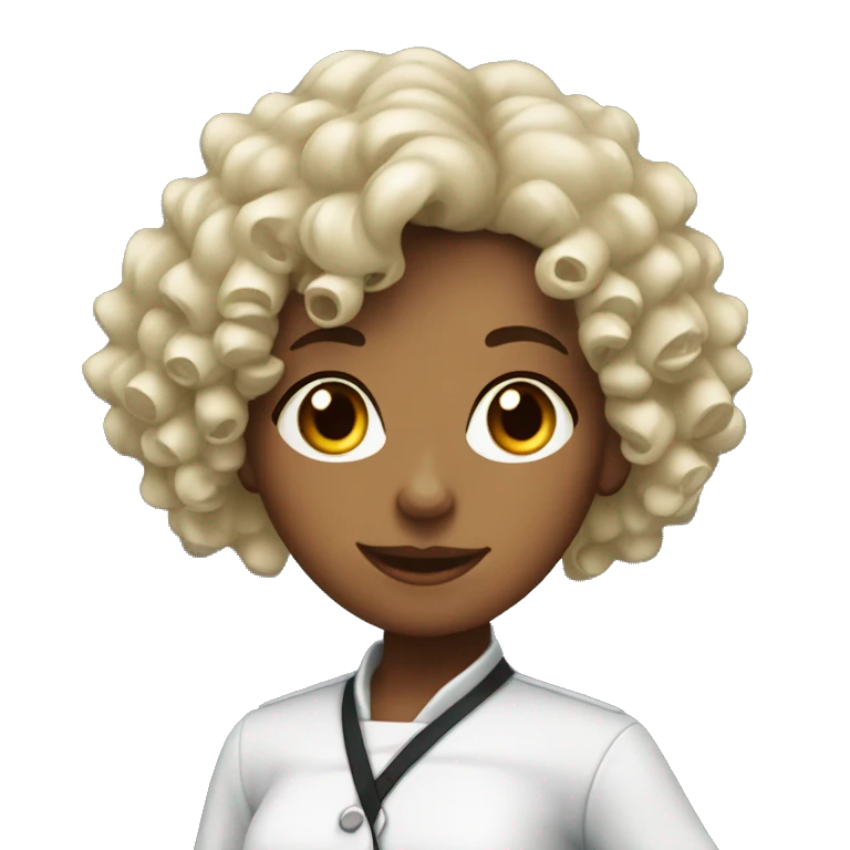 Curly haired girl waitress emoji