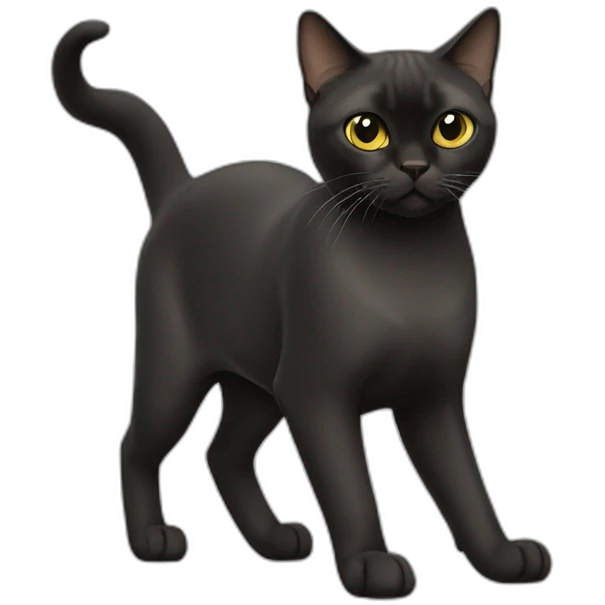 Black Burmese Cat Full Body emoji
