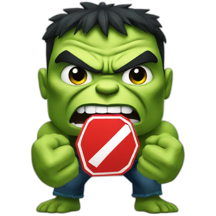 angry hulk holding a stop sign emoji