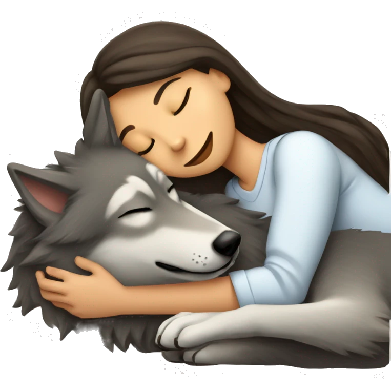 Wolfdog sleeping with a brunette girl emoji