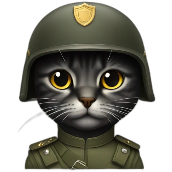 Gato negro con casco militar emoji