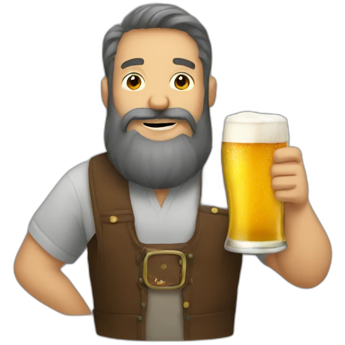 bearded man drinking two beers emoji