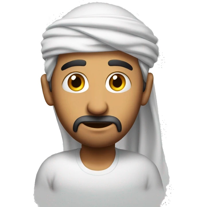 Arab holding his head with his hands photorealistic serious emoji
