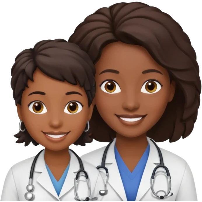black female doctor and white technician no white coat on technician emoji