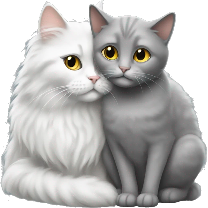 Grey fluffy cat and white woman cuddling emoji