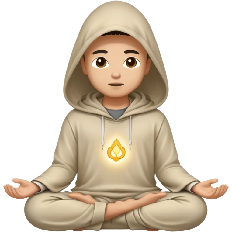 Person wearing hood meditating emoji