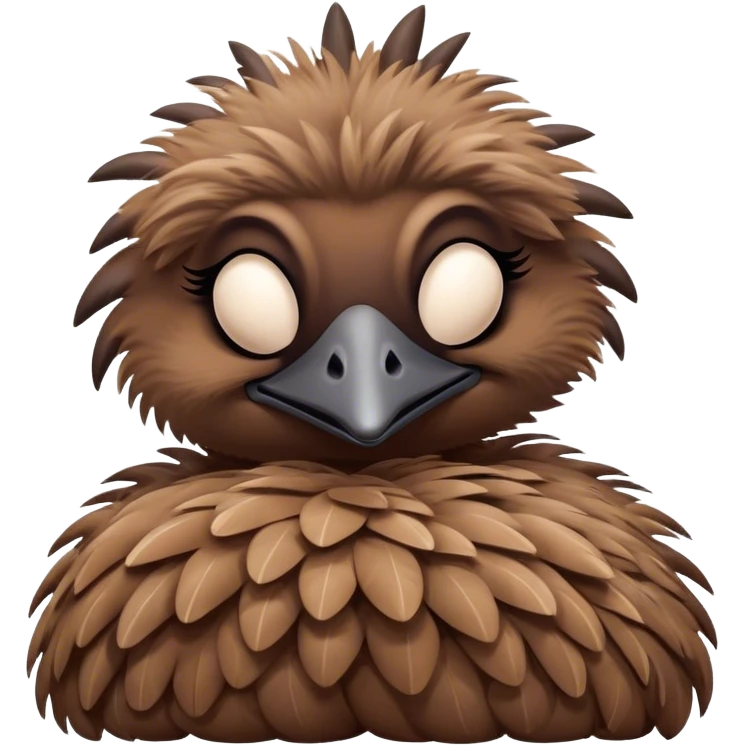 Meme-Worthy Cute Sleeping Emu Portrait Emoji, Head resting peacefully with a contented smile, showcasing a tall, graceful build and a luxuriously soft brown plumage, eyes shut in a serene, restful nap, Simplified yet hilariously adorable features, highly detailed, glowing with a soft, drowsy light, high shine, relaxed and utterly lovable, stylized with an air of playful laziness, bright and heartwarming, soft glowing outline, capturing the essence of a comically sleepy emu, so meme‐worthy it feels like it could instantly become the next viral sensation of adorable slumber! emoji