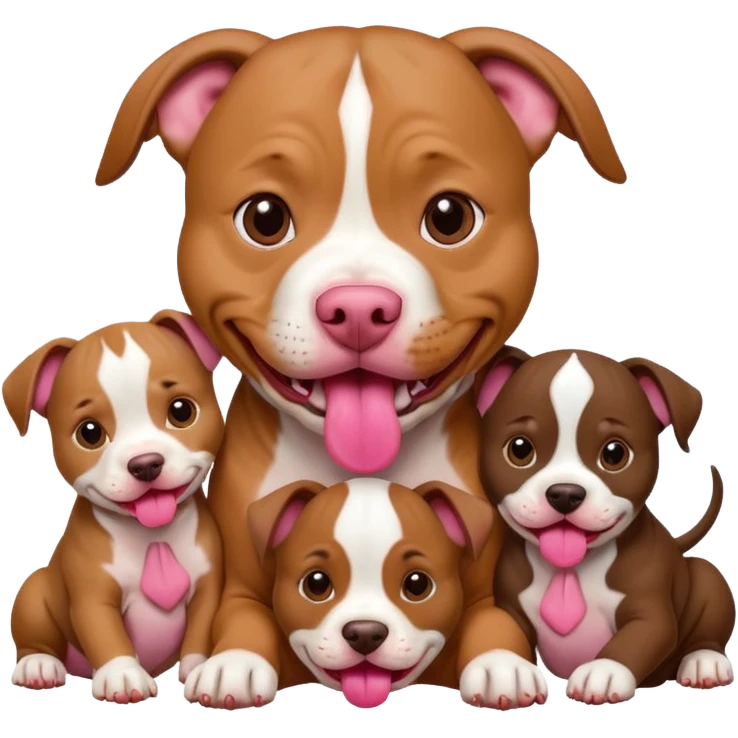 pitbull dog with its puppies emoji